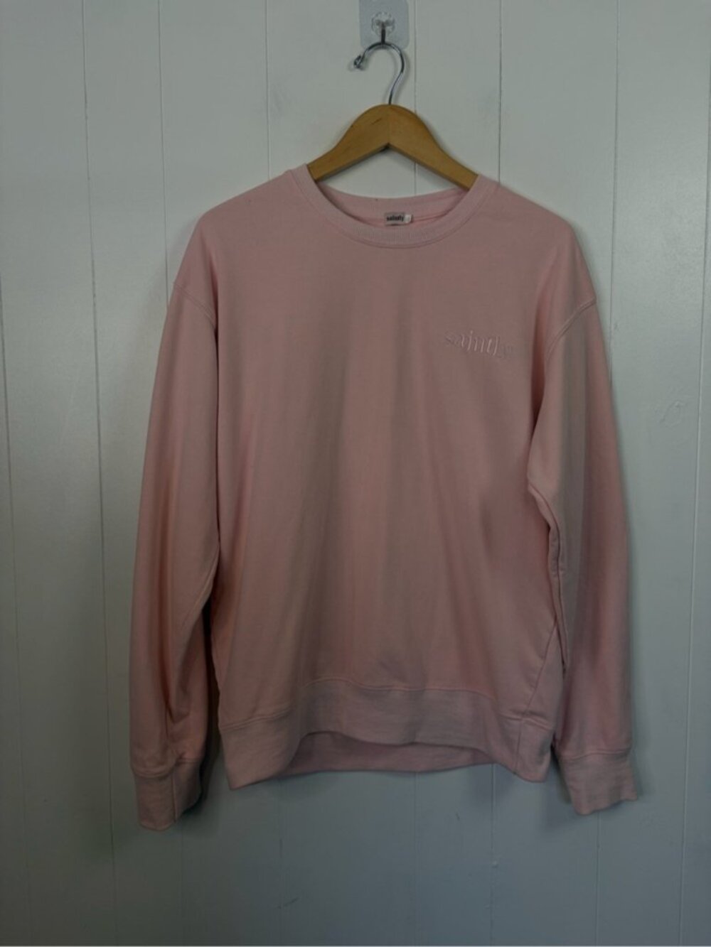Saintly Wine Pink Sinner Saint Long Sleeve Cotton Sweatshirt size XL Loungewear - Picture 2 of 12